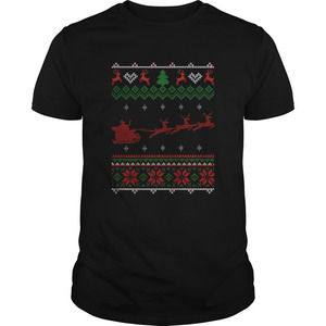 Santa Claus And Deers Ugly Christmas Shirt